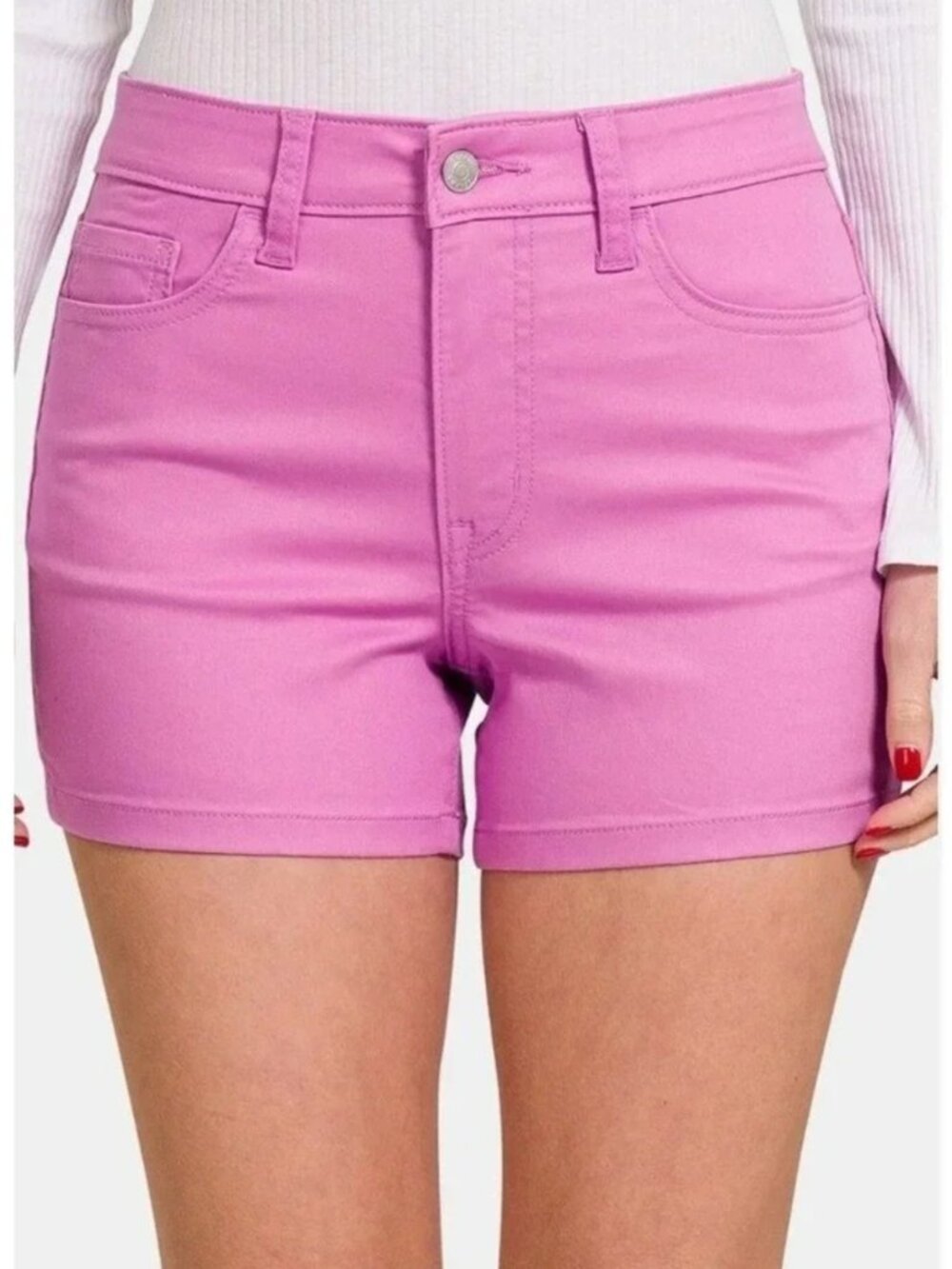 Zenana High Rise Shorts Pink Stretch Casual Summer Everyday NWT XL